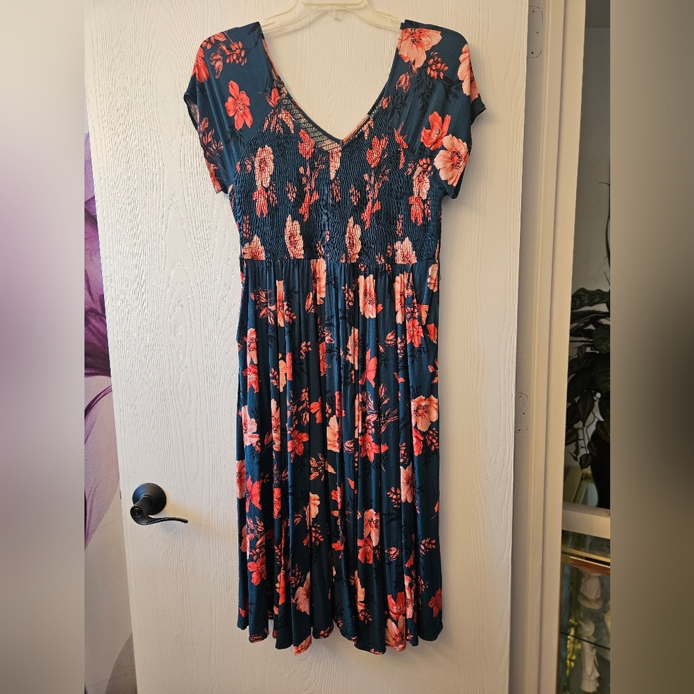 Torrid Blue and Red Floral Dress